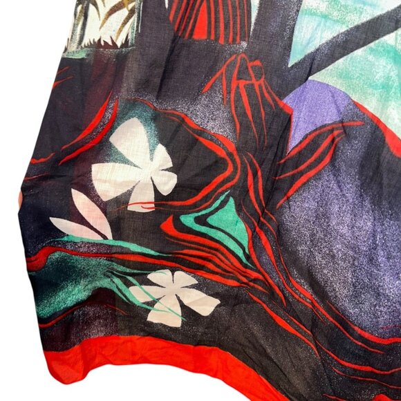 Italian vintage cotton postcard print tropical palm tress sarong pareo w… - Picture 4 of 4